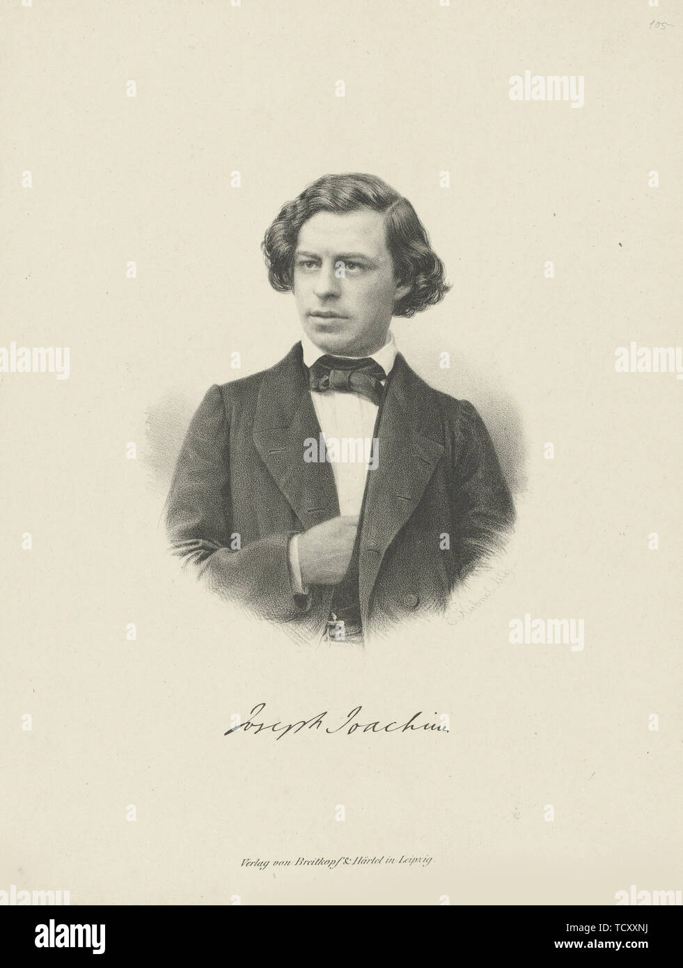 Portrait of the violinist and composer Joseph Joachim (1831-1907) , ca 1855. Creator: Anonymous. Stock Photo