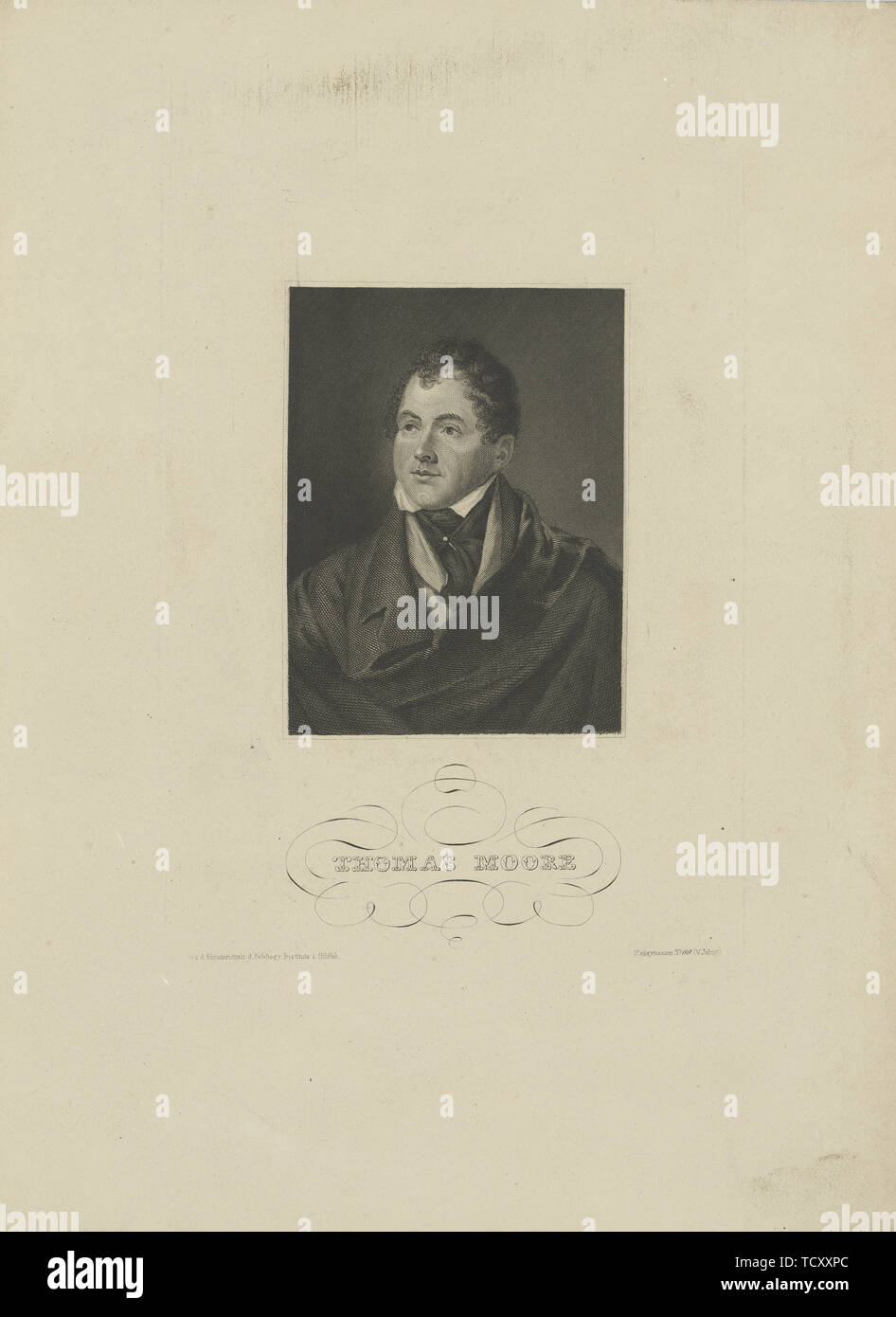 Portrait of the poet Thomas Moore (1779-1852) , 1830s. Creator: Anonymous. Stock Photo