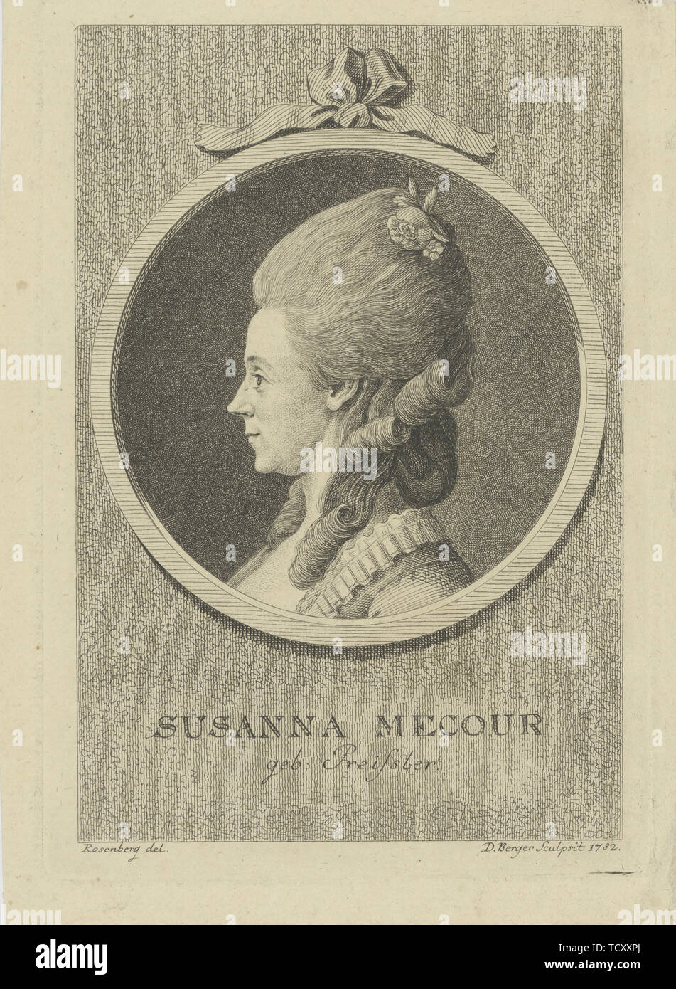 Portrait of the actress Susanna Mecour (1738-1784), 1782. Creator: Berger, Gottfried Daniel (1744-1824). Stock Photo