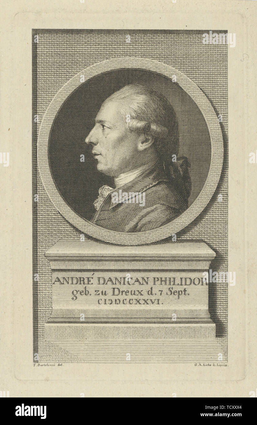 Portrait of François-André Danican Philidor (1726-1795) , c. 1790. Creator: Liebe, Gottlob August (1746-1819). Stock Photo