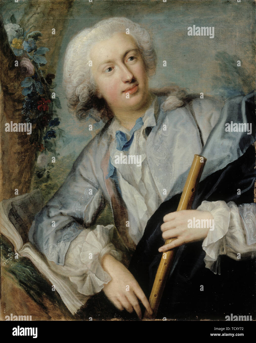 The Flute Player , 1734. Creator: Pasch, Lorenz, the Elder (1702-1766). Stock Photo