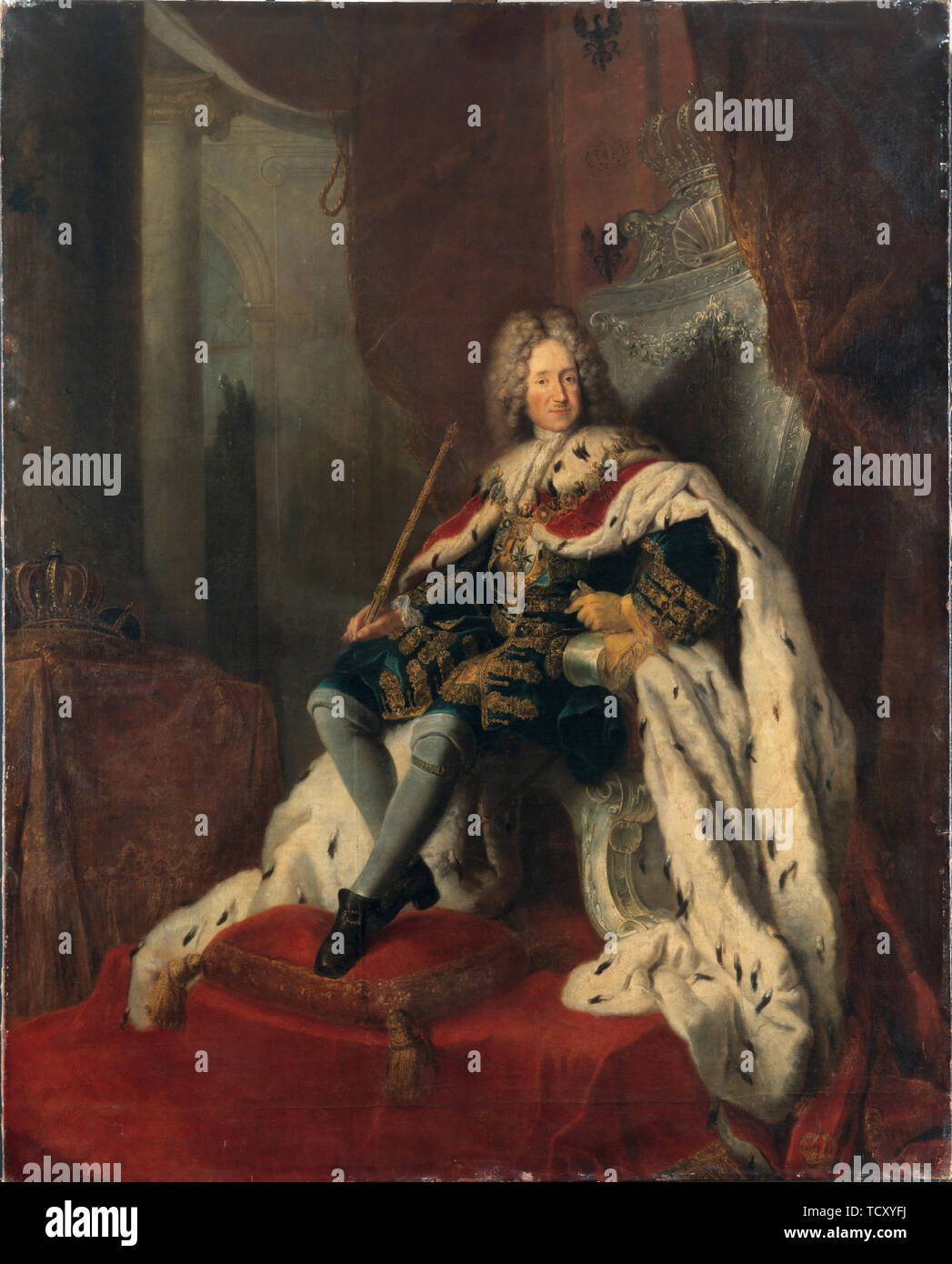 King Frederick I on the silver throne, ca 1712. Creator: Pesne, Antoine (1683-1757). Stock Photo