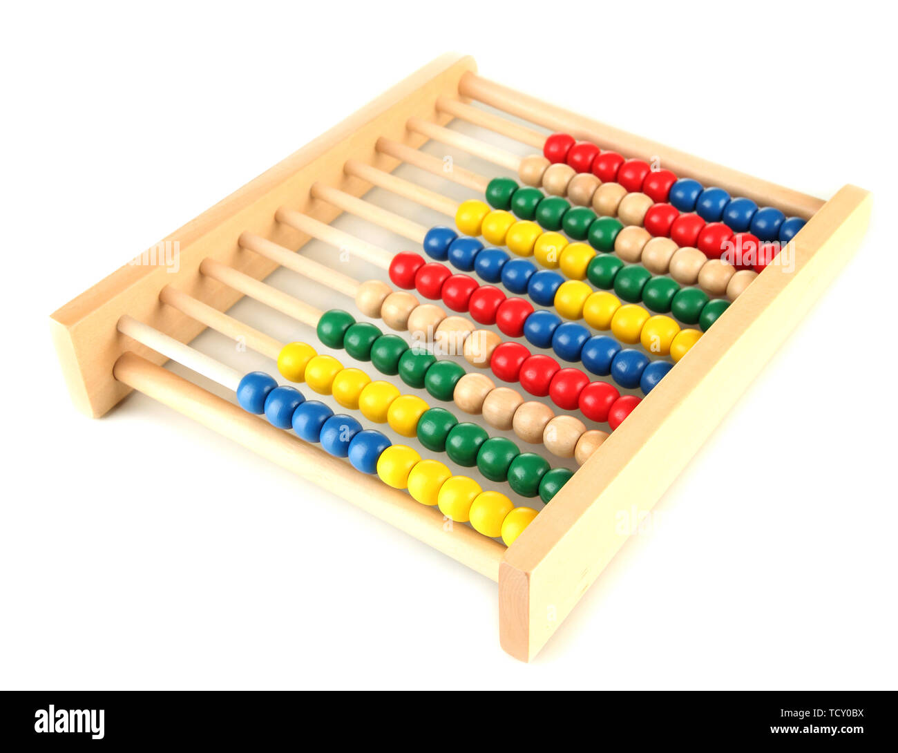 Bright wooden toy abacus, isolated on white Stock Photo - Alamy