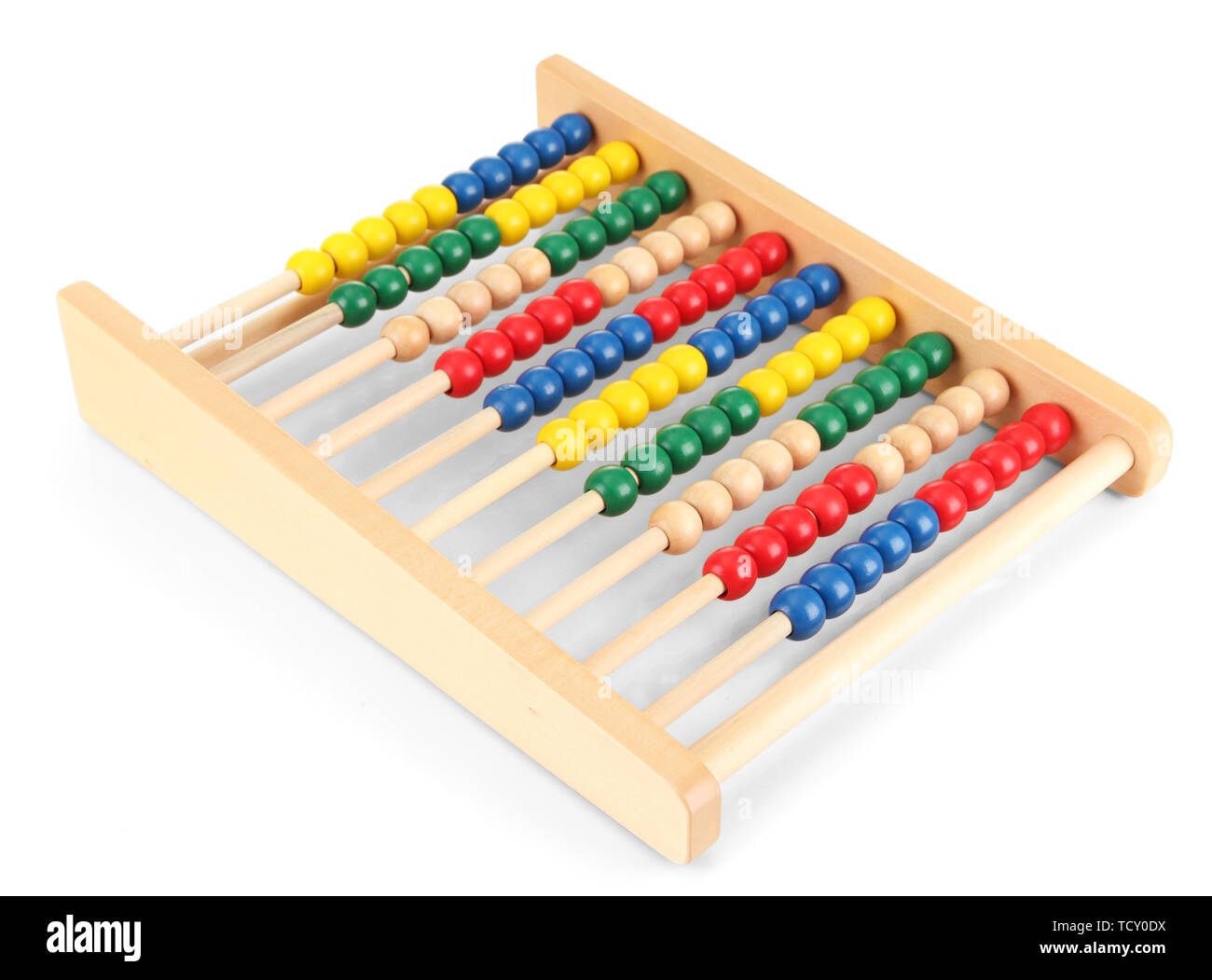 Bright wooden toy abacus, isolated on white Stock Photo - Alamy