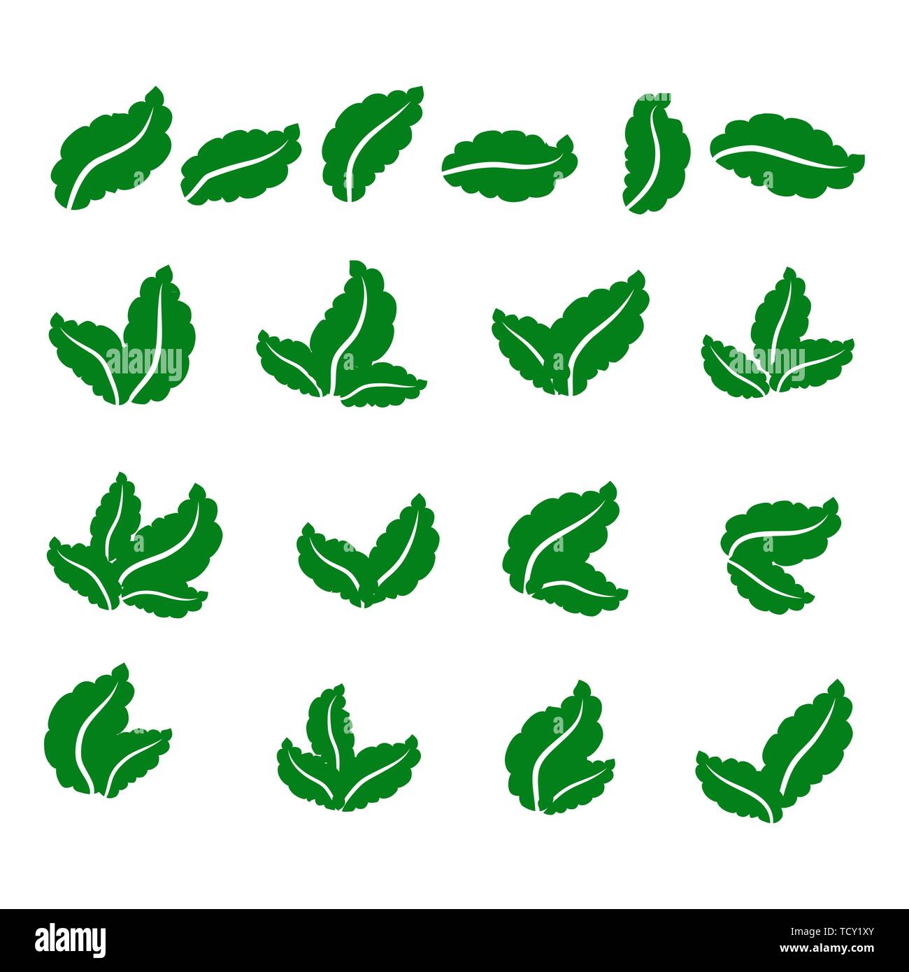 green leaf icons set on white background Stock Vector Image & Art - Alamy