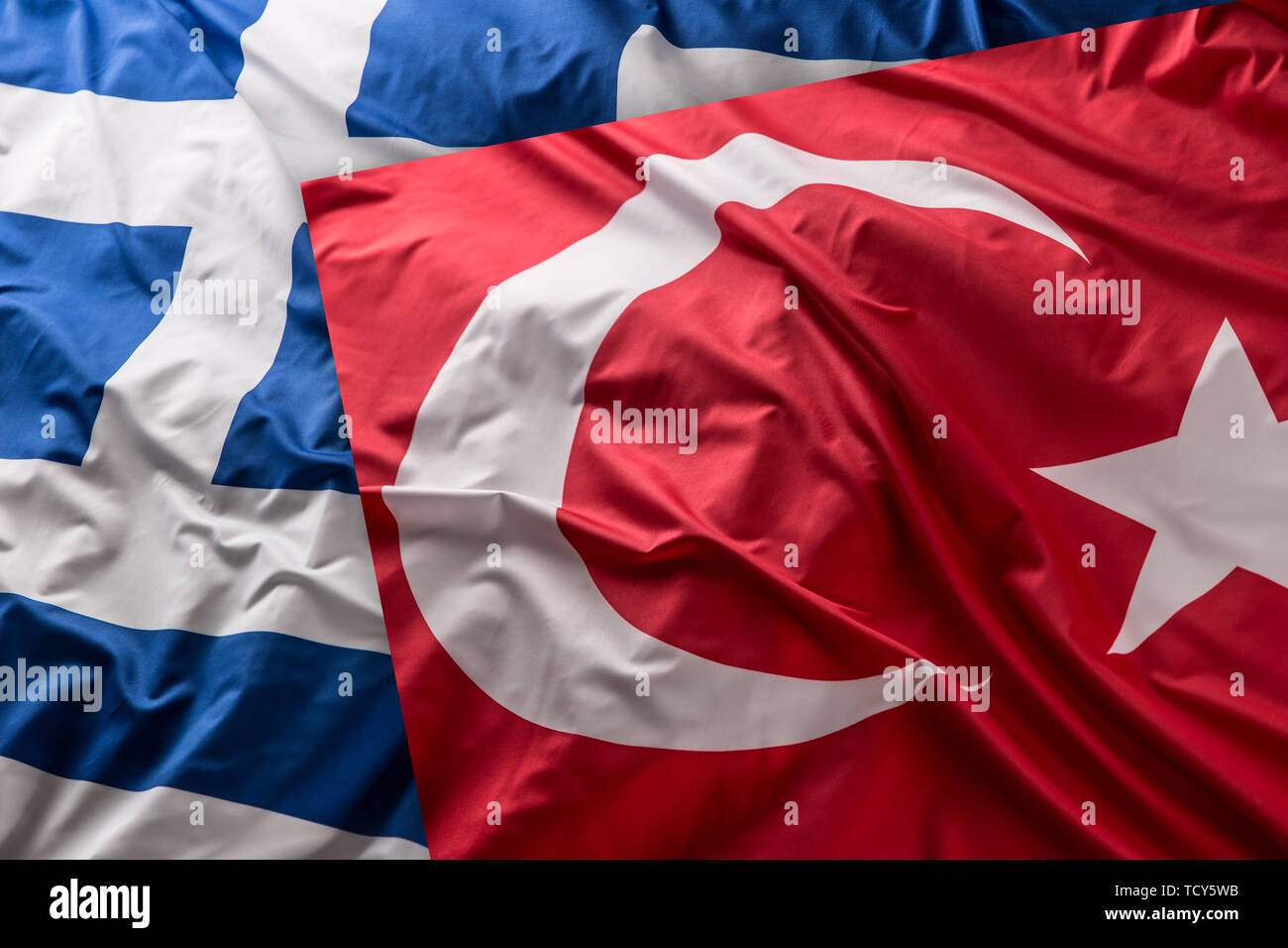 Turkea an greece flag together studio shot Stock Photo Alamy