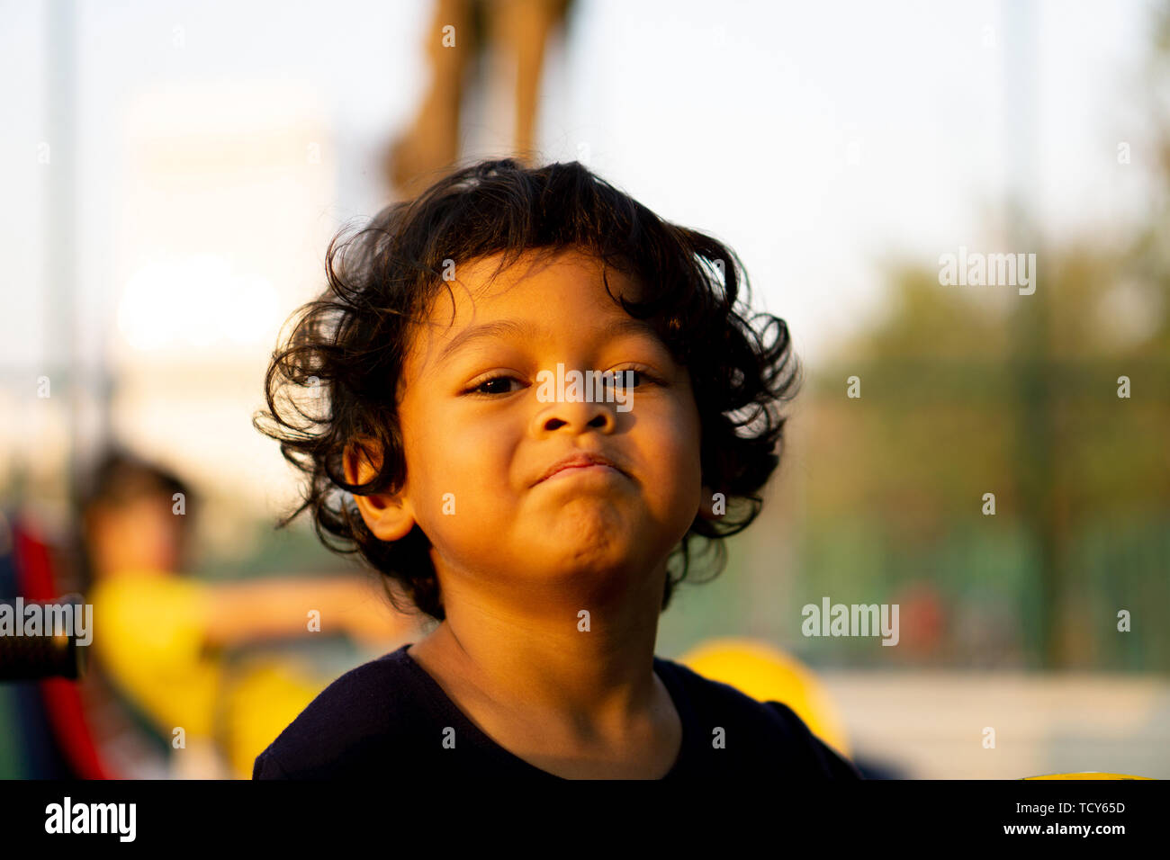 Close Up portrait of Asian boy toothache emotion, medicine concept. Stock Photo