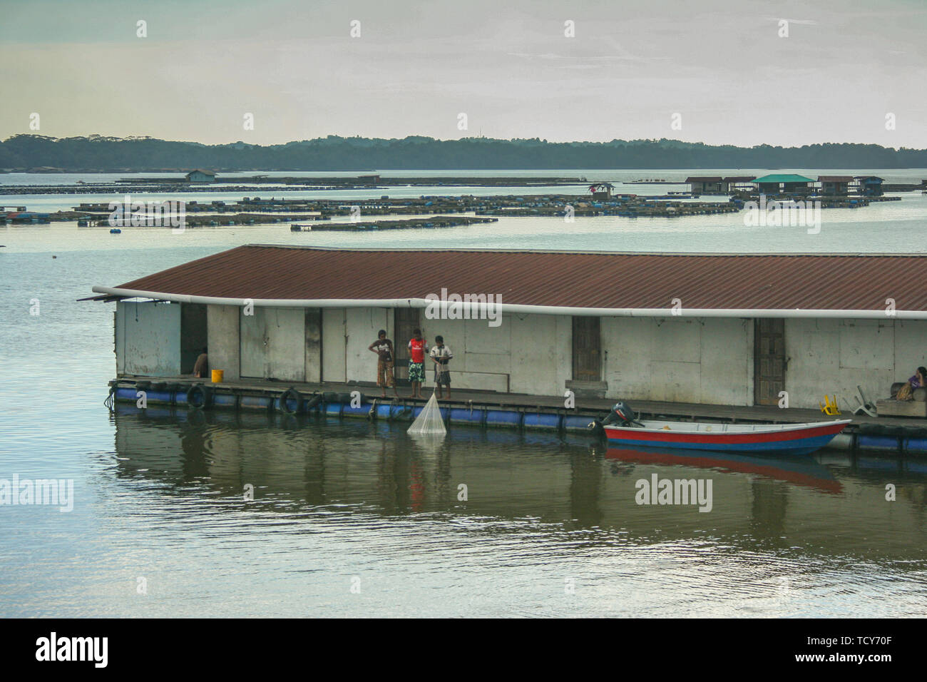Fishing community at Kampung Sungai Temon, Johor Bahru, Malaysia Stock