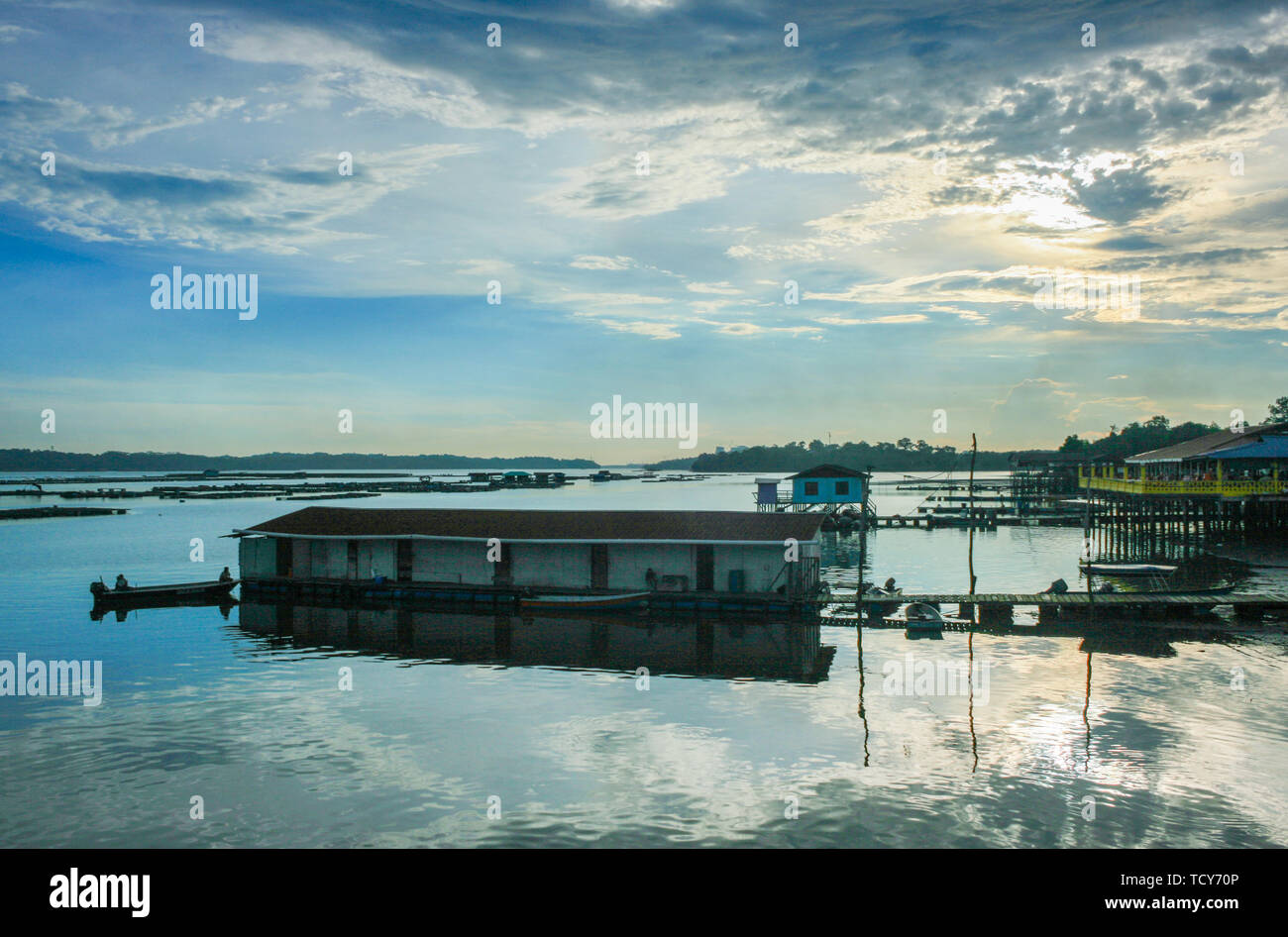 Fishing community at Kampung Sungai Temon, Johor Bahru, Malaysia Stock