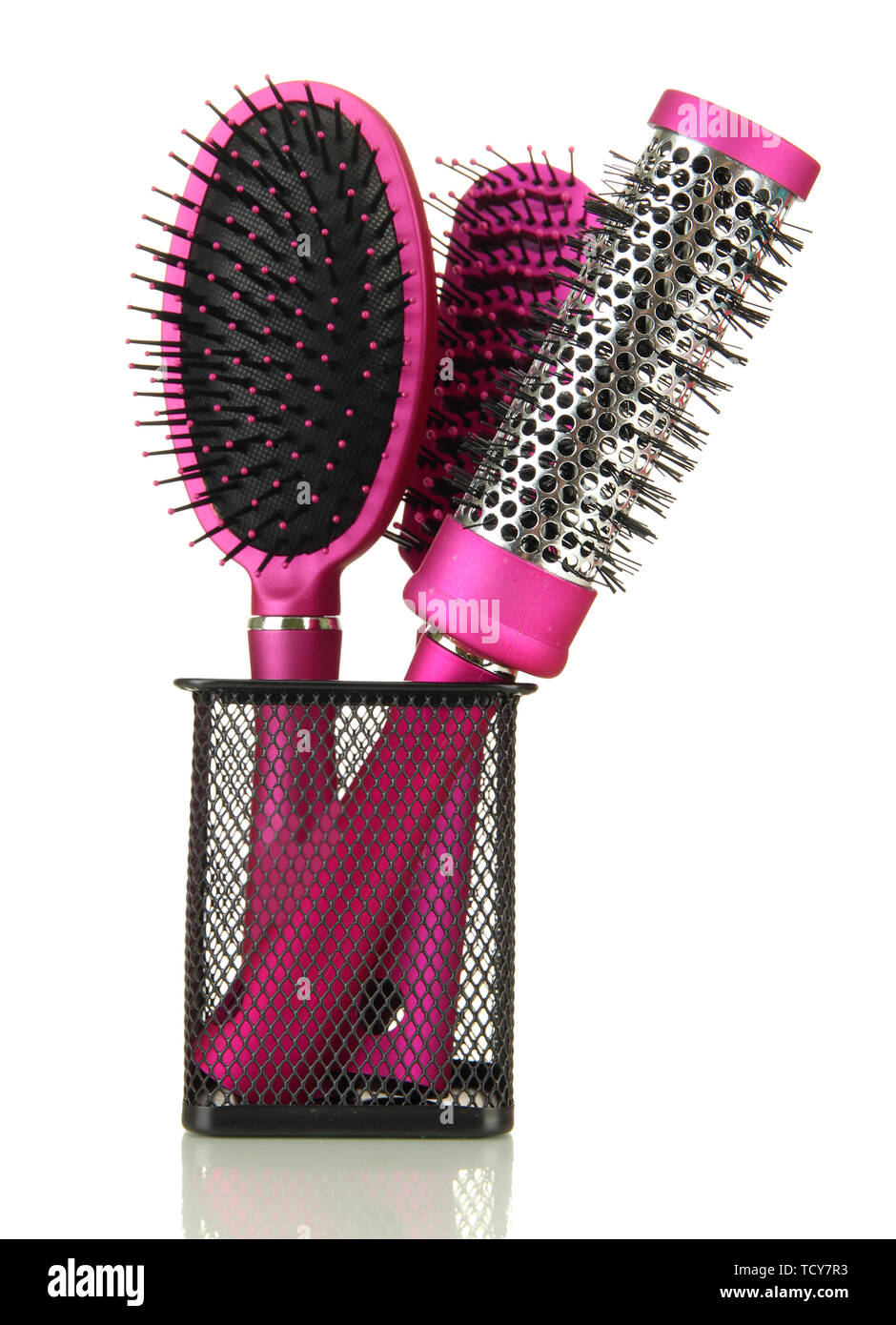 Comb brushes in metal holder , isolated on white Stock Photo - Alamy Comb brushes in metal holder , isolated on white Stock Photo - Alamy