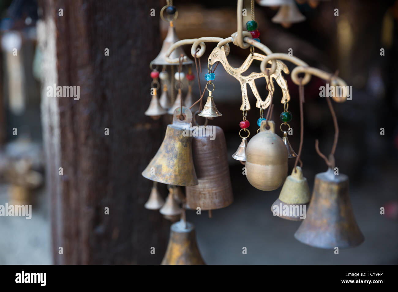 Brass Bell. Picture close up brass bells in Lagich village, Azerbaijan