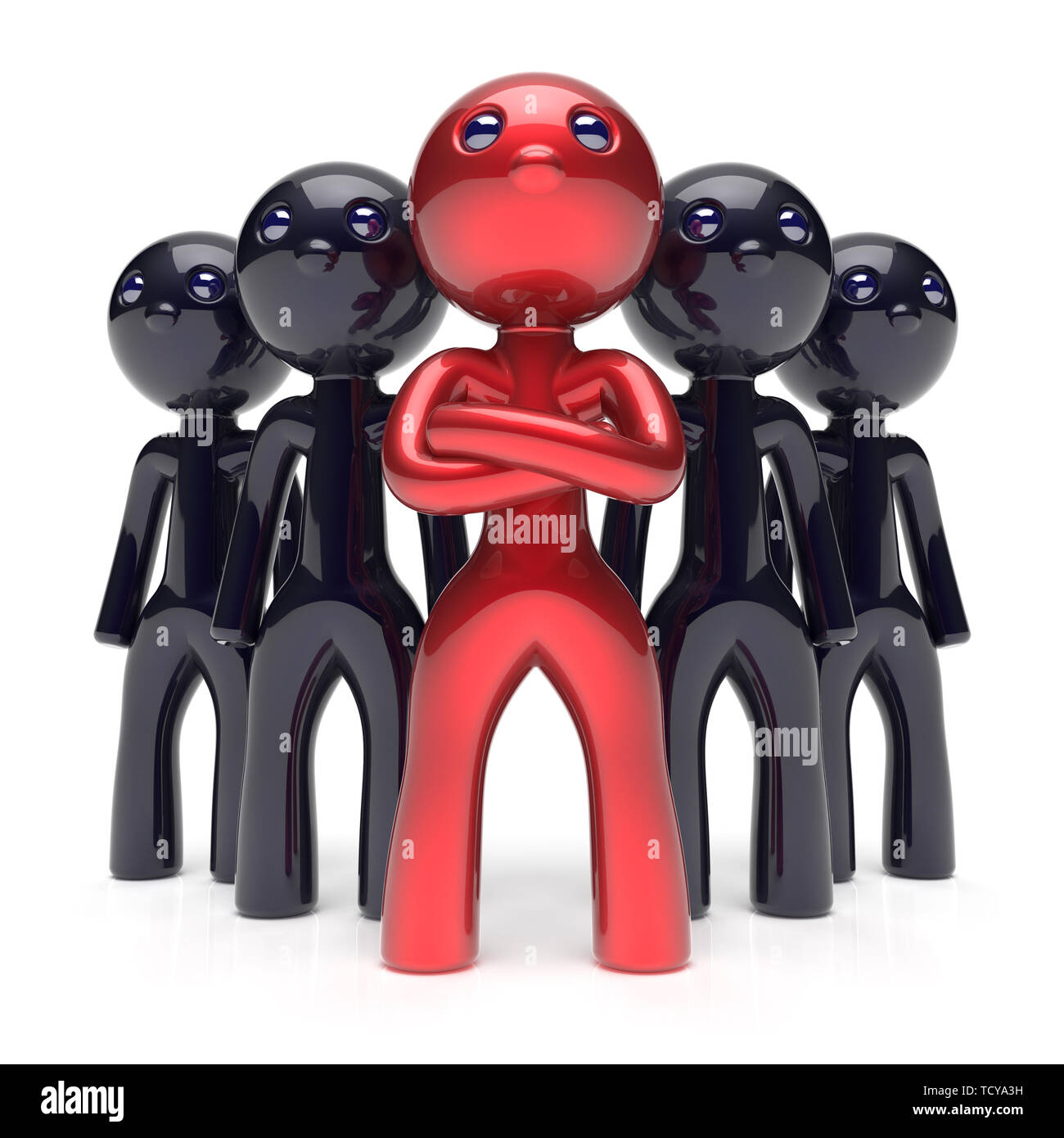 solopgang blæk Måler Leadership teamwork stylized red character leader black men crowd  businessman team leader individuality five cartoon persons icon social  relationship Stock Photo - Alamy