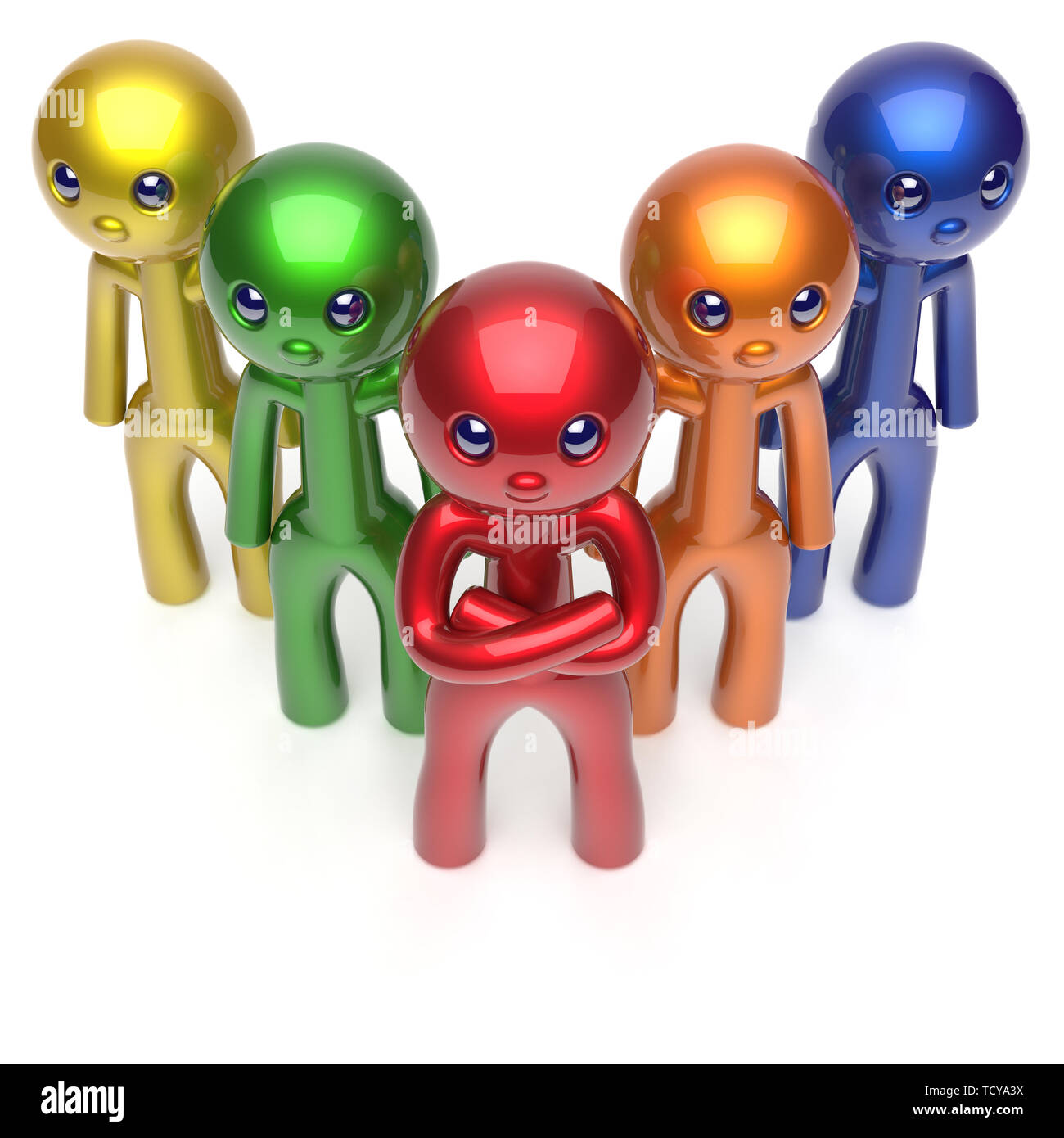Teamwork characters stylized men crowd businessman leadership commander ...