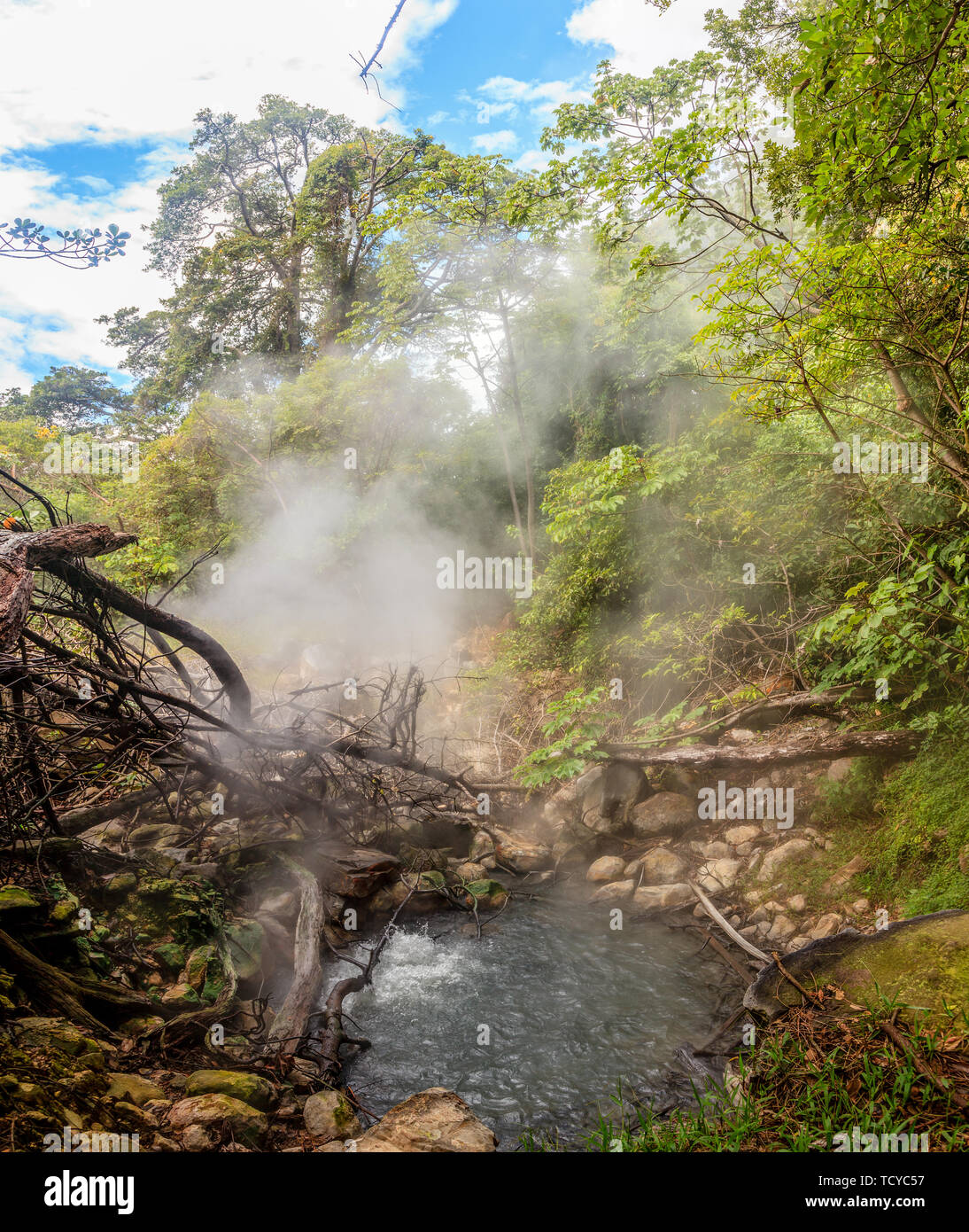 Boiling geothermal pool in Rincon de la Vieja National Park in Costa Rica Stock Photo