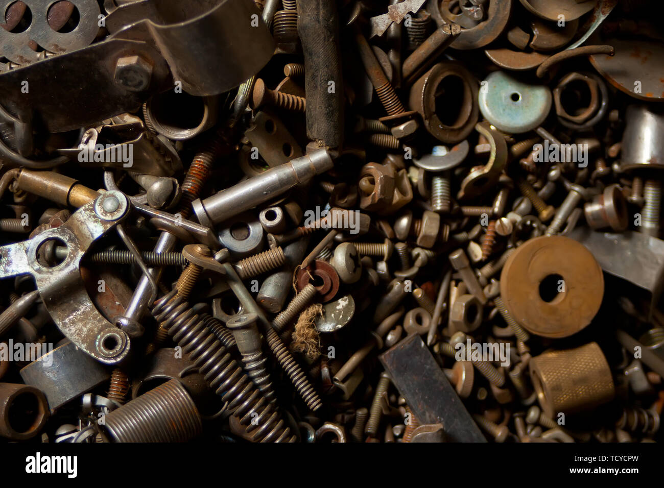 Detail of different metallic old vintage bolts and nuts Stock Photo Alamy