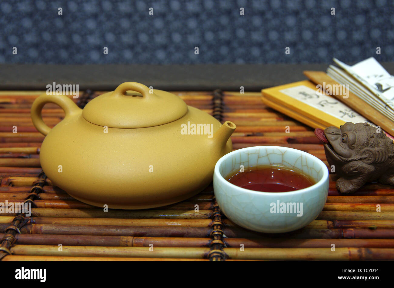 Purple sand pot, tea set Stock Photo Alamy