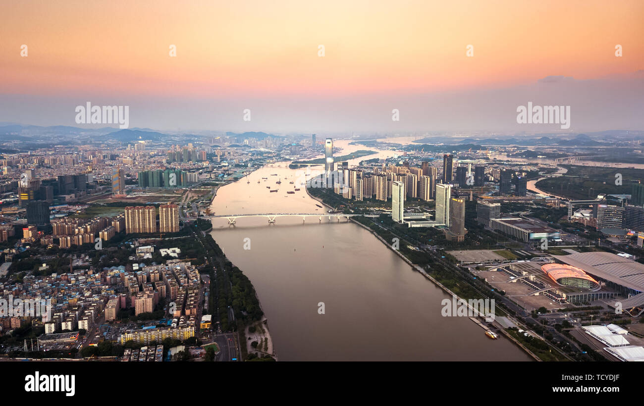 Sunset Scenery in Guangzhou City, Guangdong Province Stock Photo