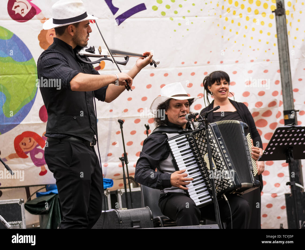 Chieti, Italy - May 18, 2019: The band of the singer ROM Santino Spinelli performs at the Festa dei Popoli in Chieti Stock Photo