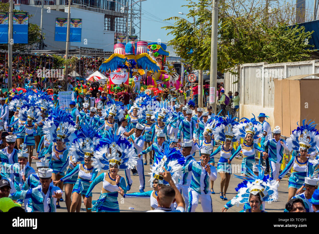 Barranquilla , Colombia  - February 26, 2017 : people participating at the parade of the carnival festival of  Barranquilla Atlantico Colombia Stock Photo