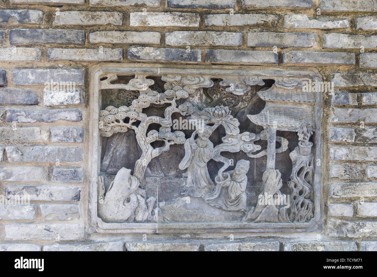 Ancient Chinese relief murals and stone carvings Stock Photo Alamy