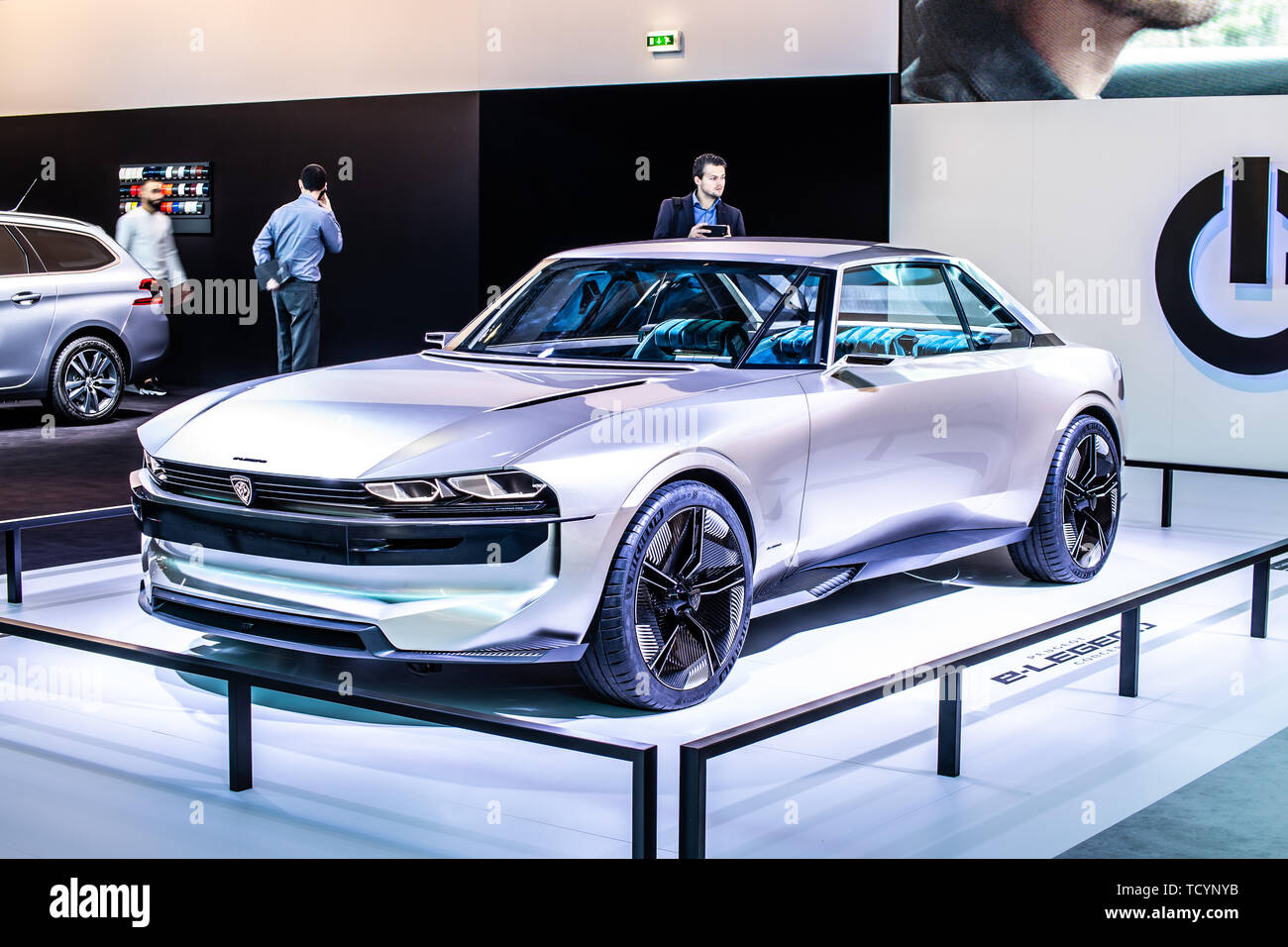 Brussels, Belgium, Jan 18, 2019 Peugeot e-Legend Concept, electric sports  car, styled on 504 coupe at Brussels Motor Show prototype created by Peugeot  Stock Photo - Alamy