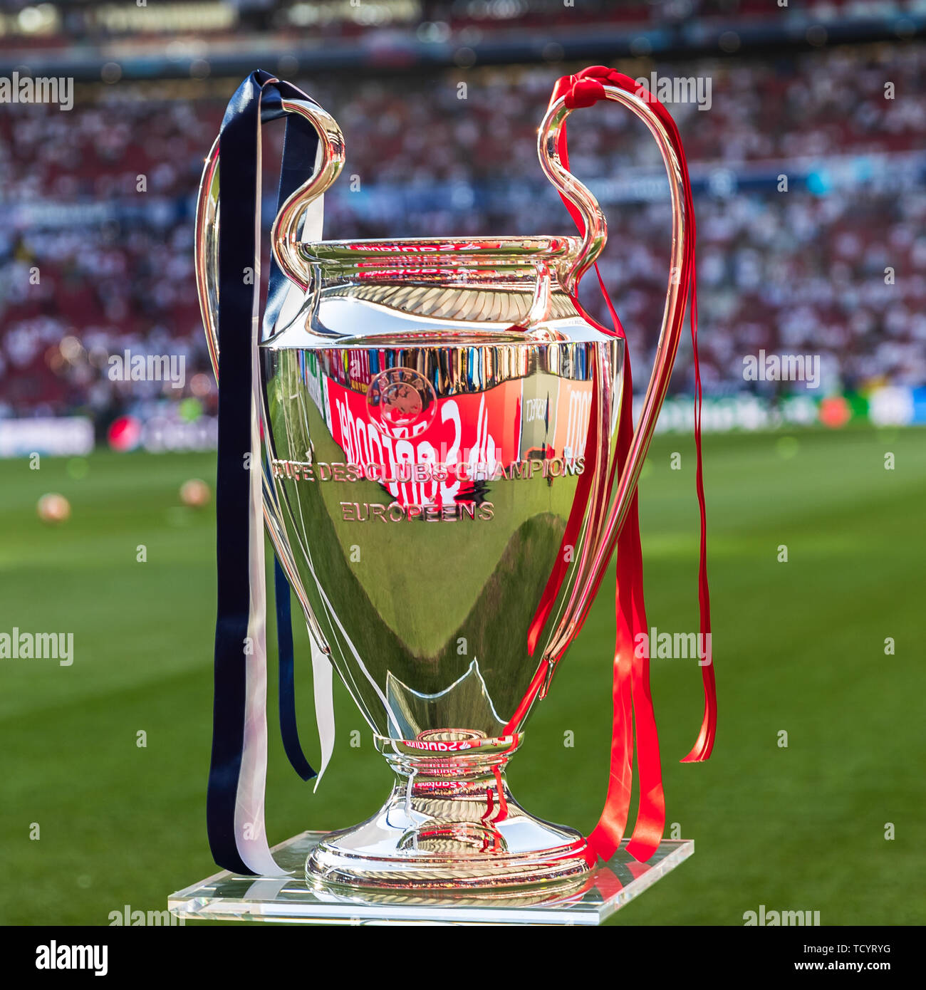 1 june 2019 Madrid, Spain Soccer Champions League Final: Tottenham Hotspur v Liverpool   Champions League Cup 2018-2019, Europacup 1 Beker, Beker met de grote oren Stock Photo