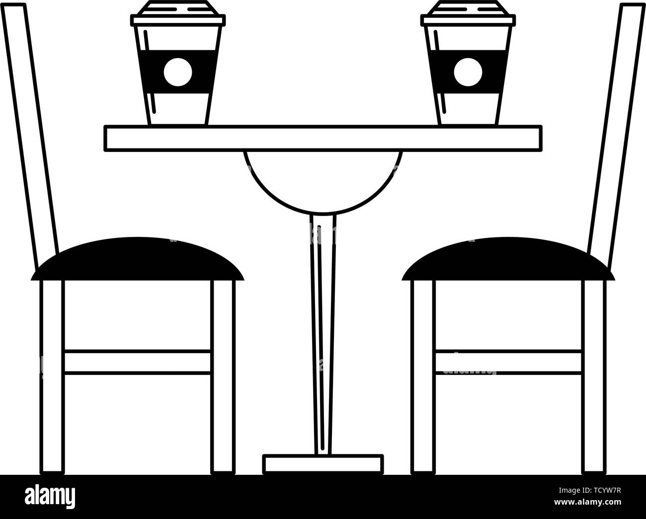 restaurant food and cuisine cartoons in black and white Stock Vector