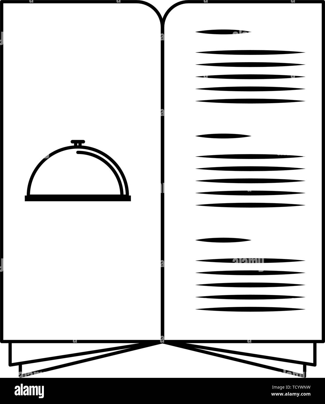 restaurant food and cuisine cartoons in black and white Stock Vector