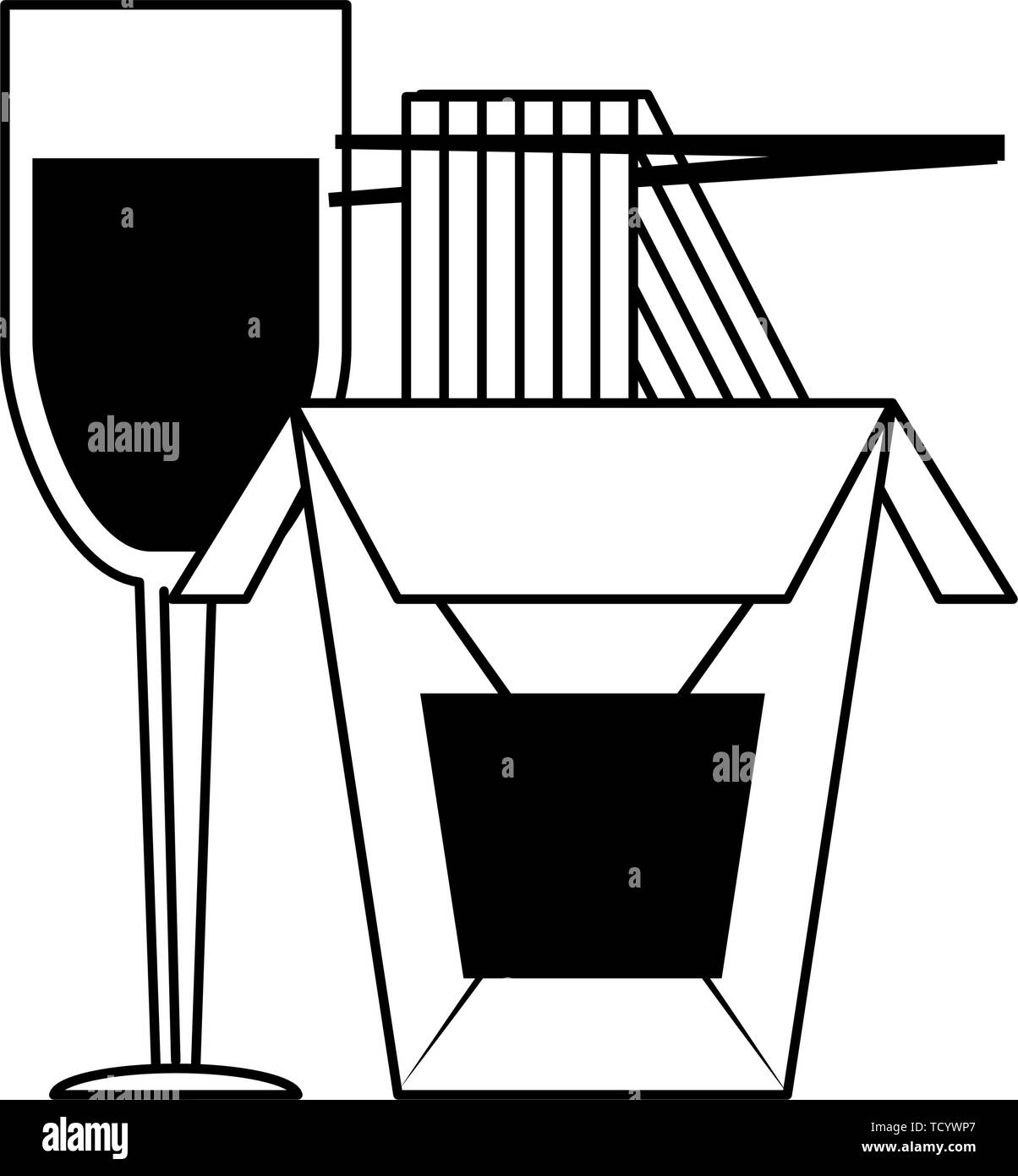 restaurant food and cuisine cartoons in black and white Stock Vector