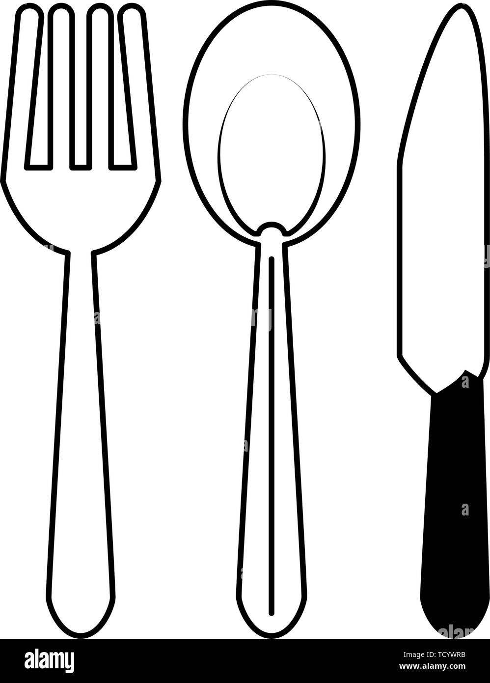 restaurant food and cuisine cartoons in black and white Stock Vector