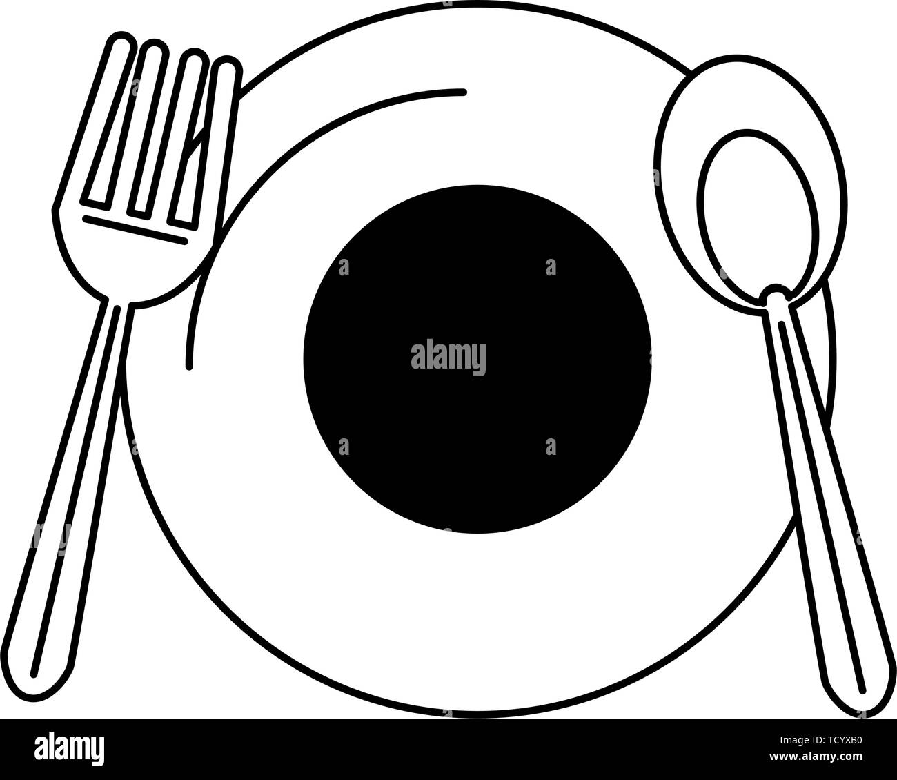 restaurant food and cuisine cartoons in black and white Stock Vector