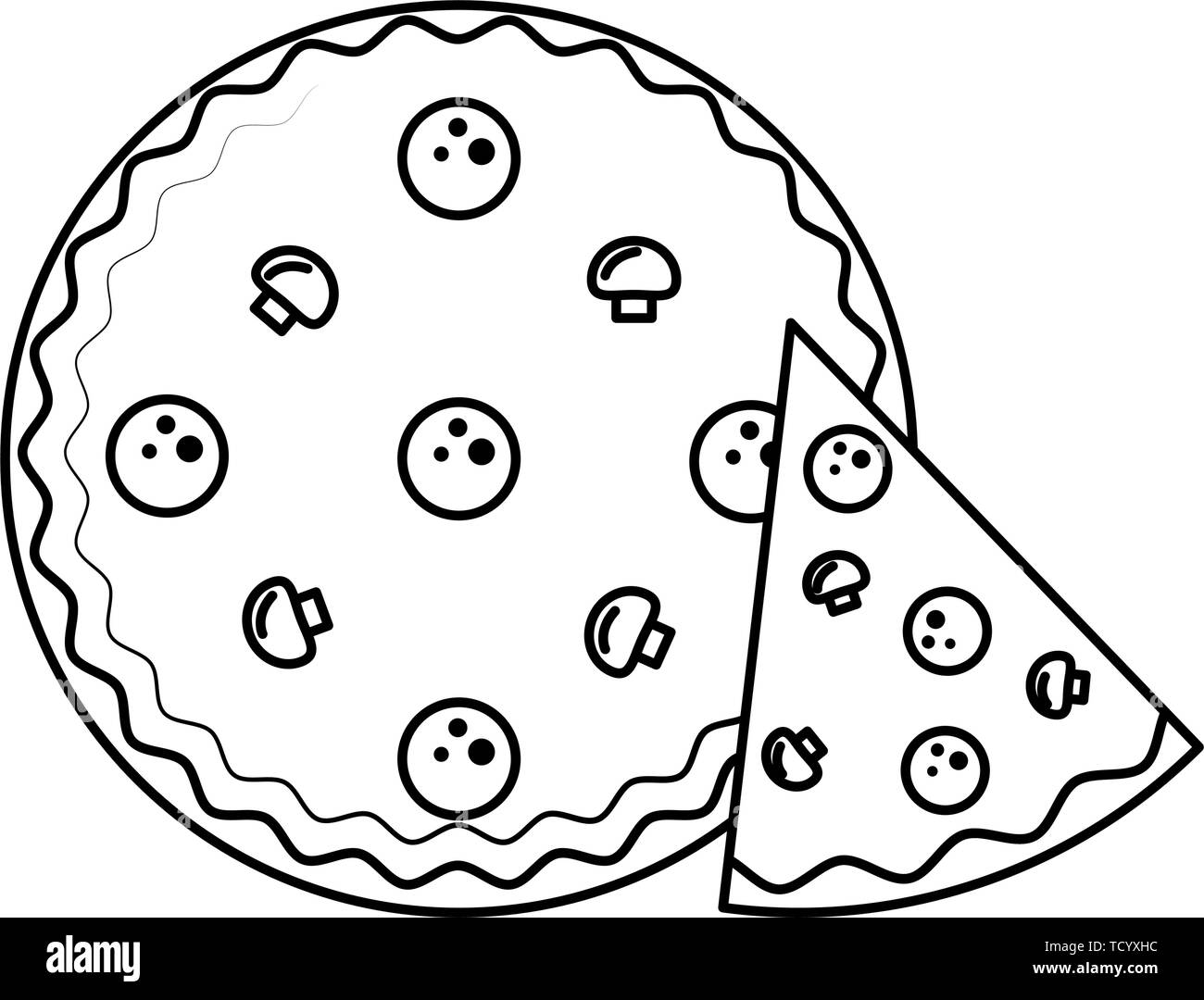 restaurant food and cuisine cartoons in black and white Stock Vector