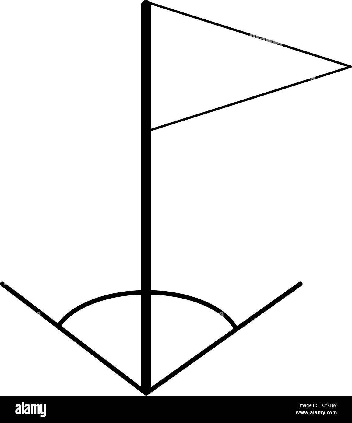 Soccer red flag in corner isolated symbol in black and white Stock