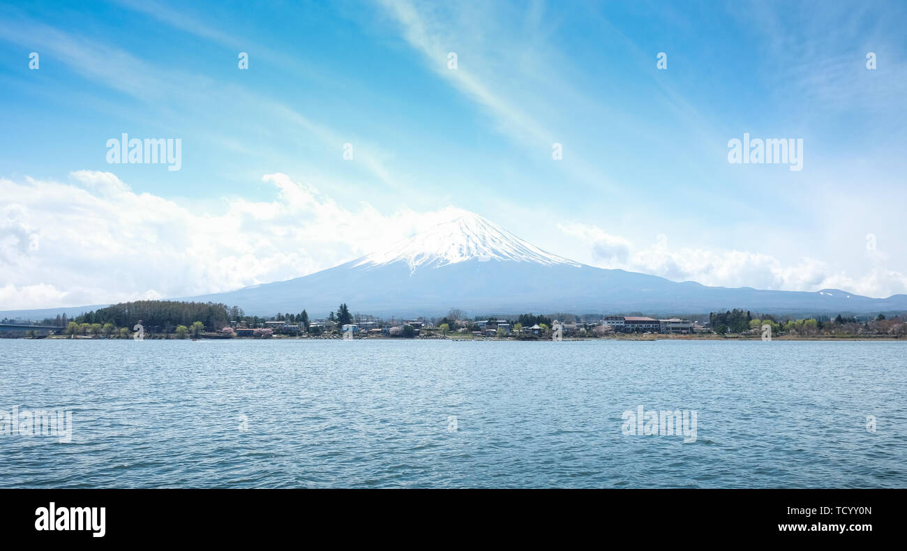 Mountain fuji and lake kawaguchi, Japan Stock Photo