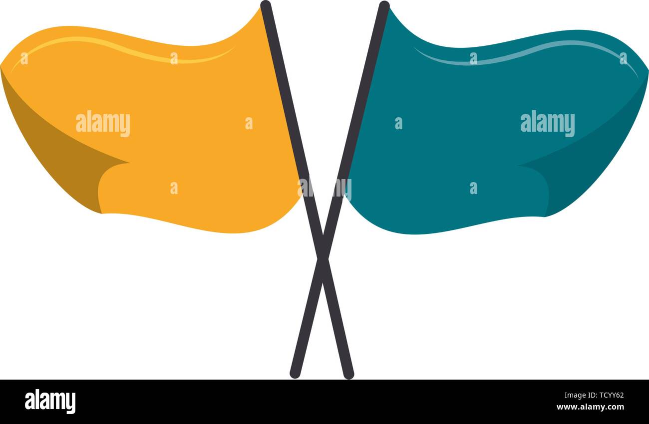 Soccer blue and yellow flags isolated symbol Stock Vector Image & Art