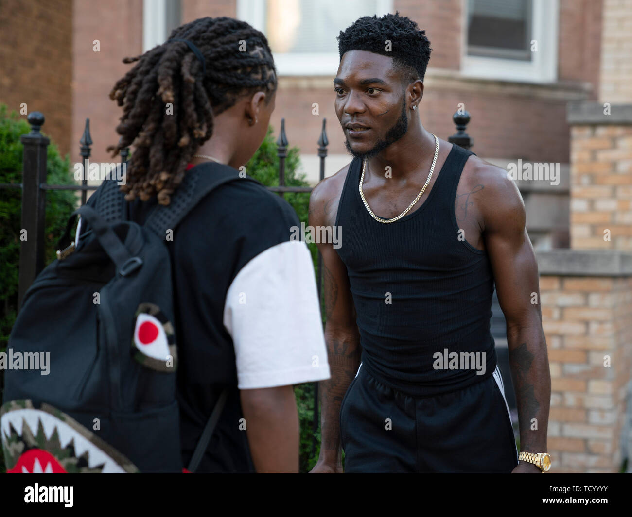 THE CHI, from left: Michael Epps (back to camera), Barton Fitzpatrick