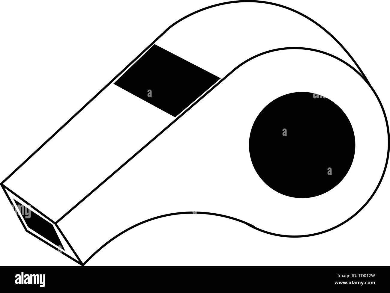 Referee whistle isolated symbol cartoon in black and white Stock Vector