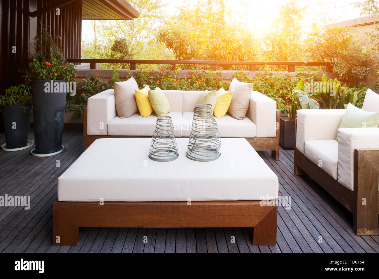 elegant furniture and design in modern patio Stock Photo Alamy
