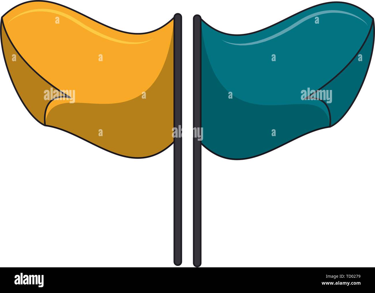 Soccer blue and yellow flags isolated symbol Stock Vector Image & Art