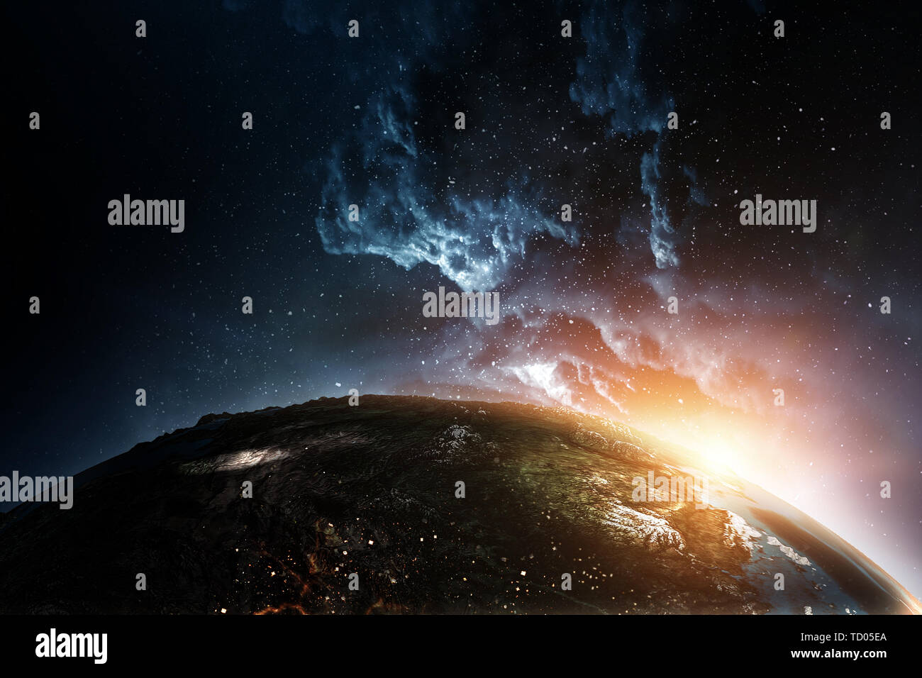 Abstract planets and space background Stock Photo - Alamy