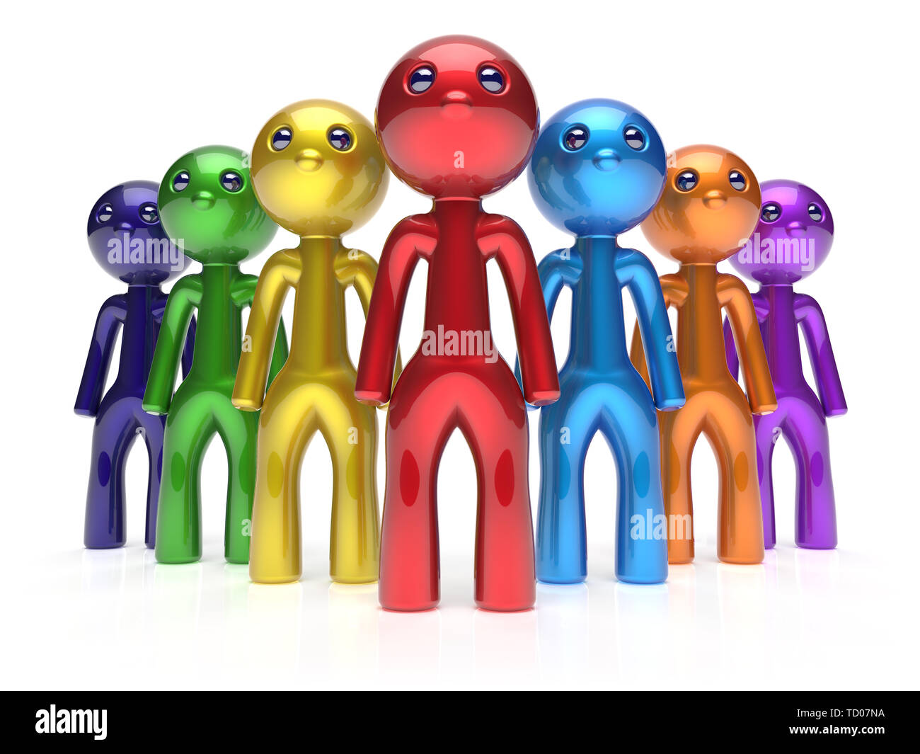 Men characters stylized crowd teamwork leadership businessman commander ...