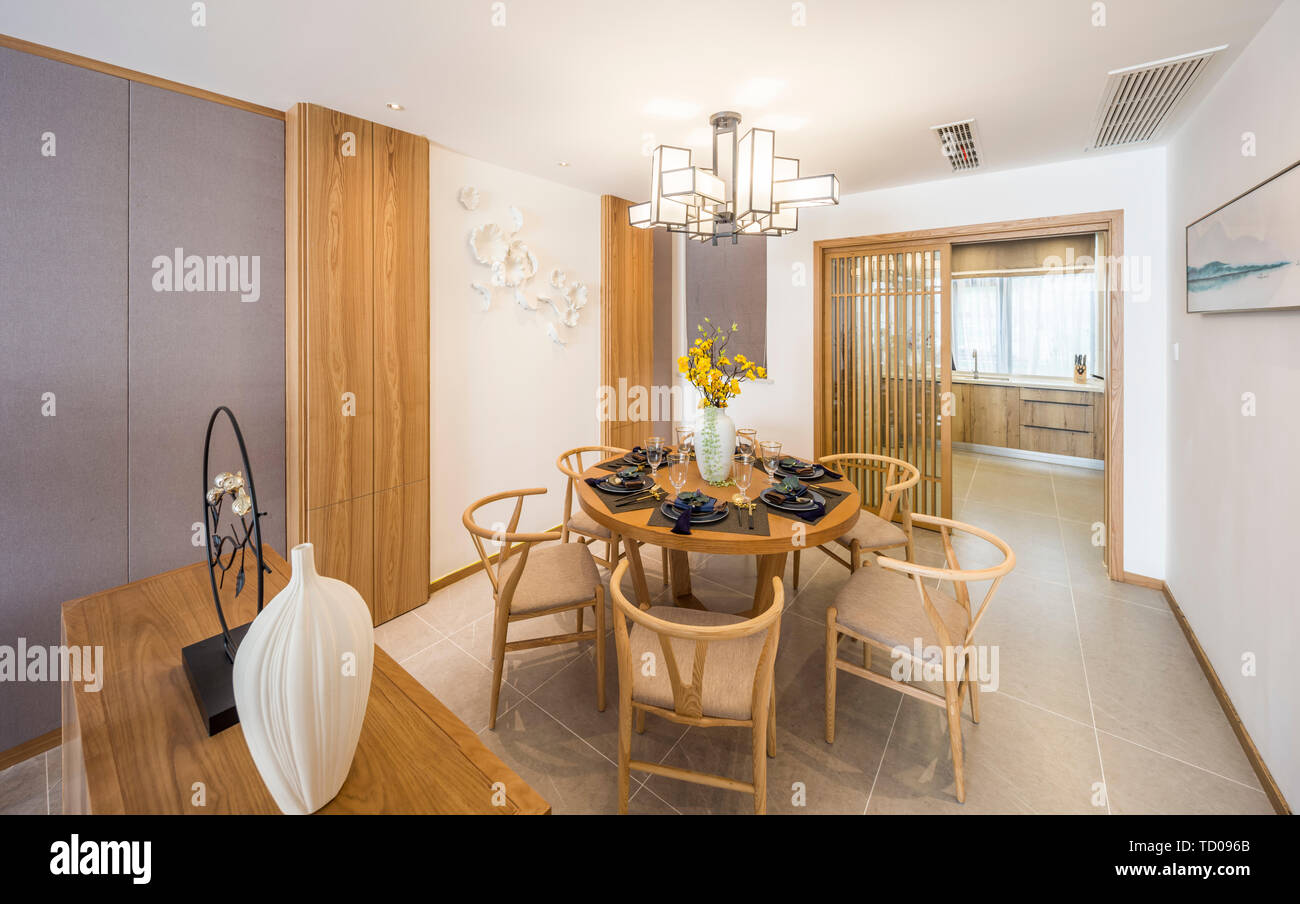 Design of Internal Space of Model Room of Modern Home Restaurant Stock Photo