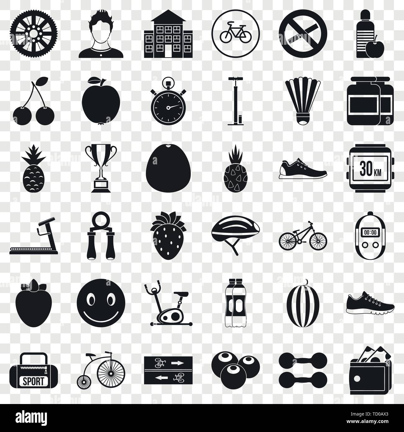 Dumpbell icons set, simle style Stock Vector