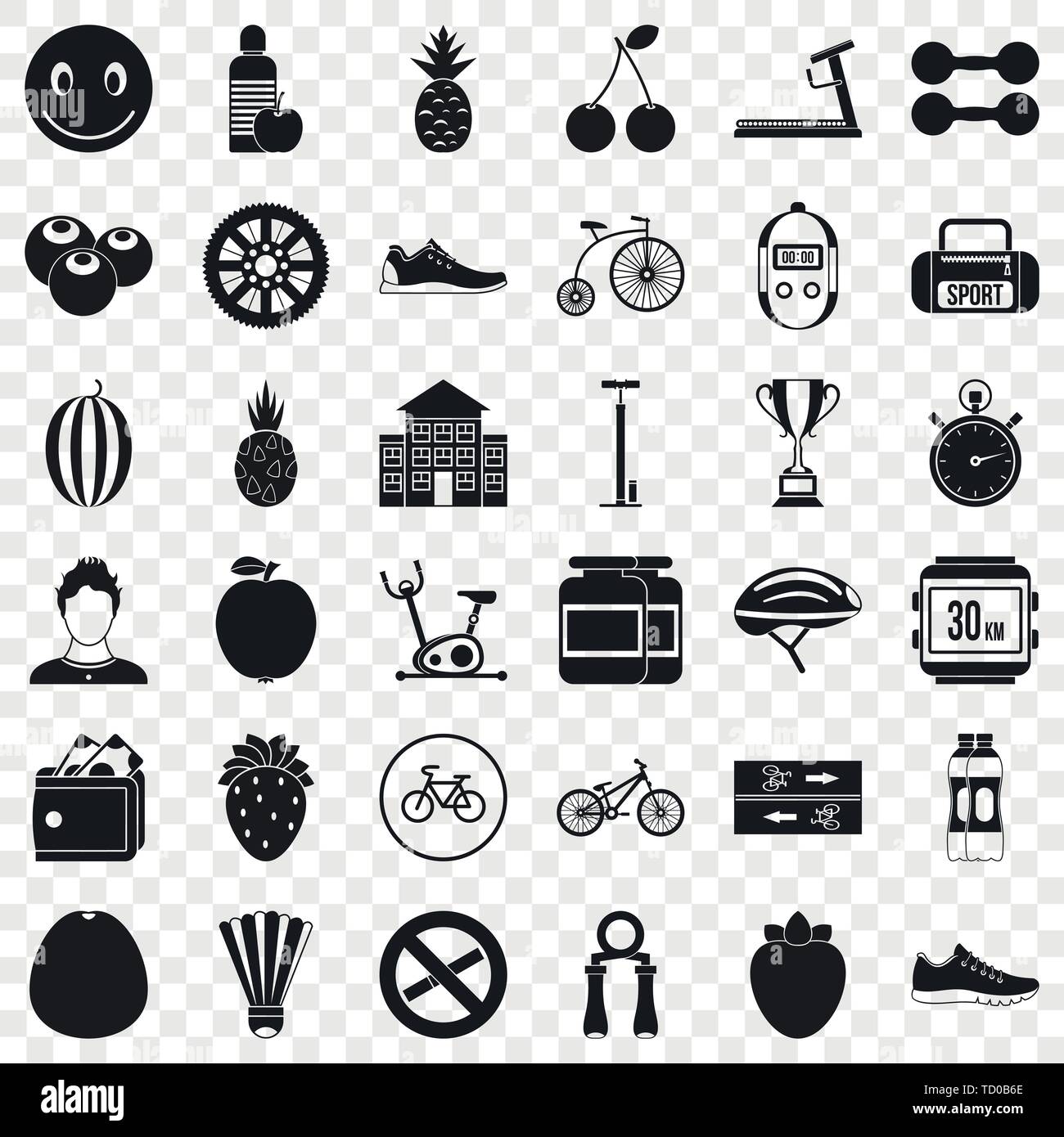 Strength icons set, simle style Stock Vector