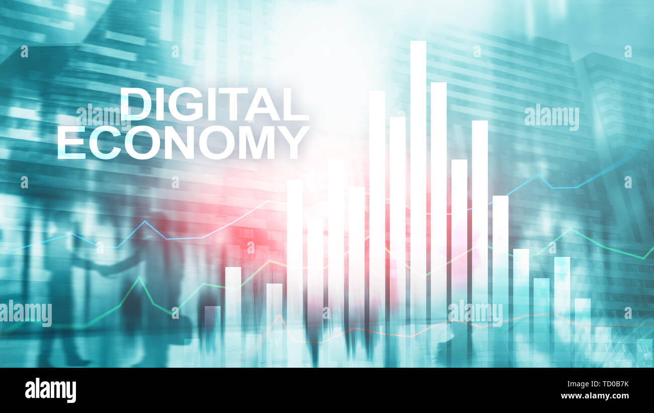 DIgital economy, financial technology concept on blurred background. Stock Photo