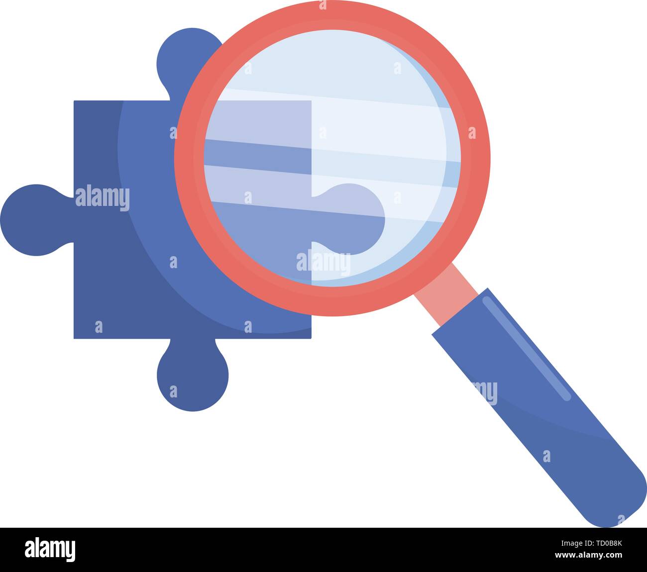 Lupe and puzzle design, Tool search magnifying glass zoom lens and
