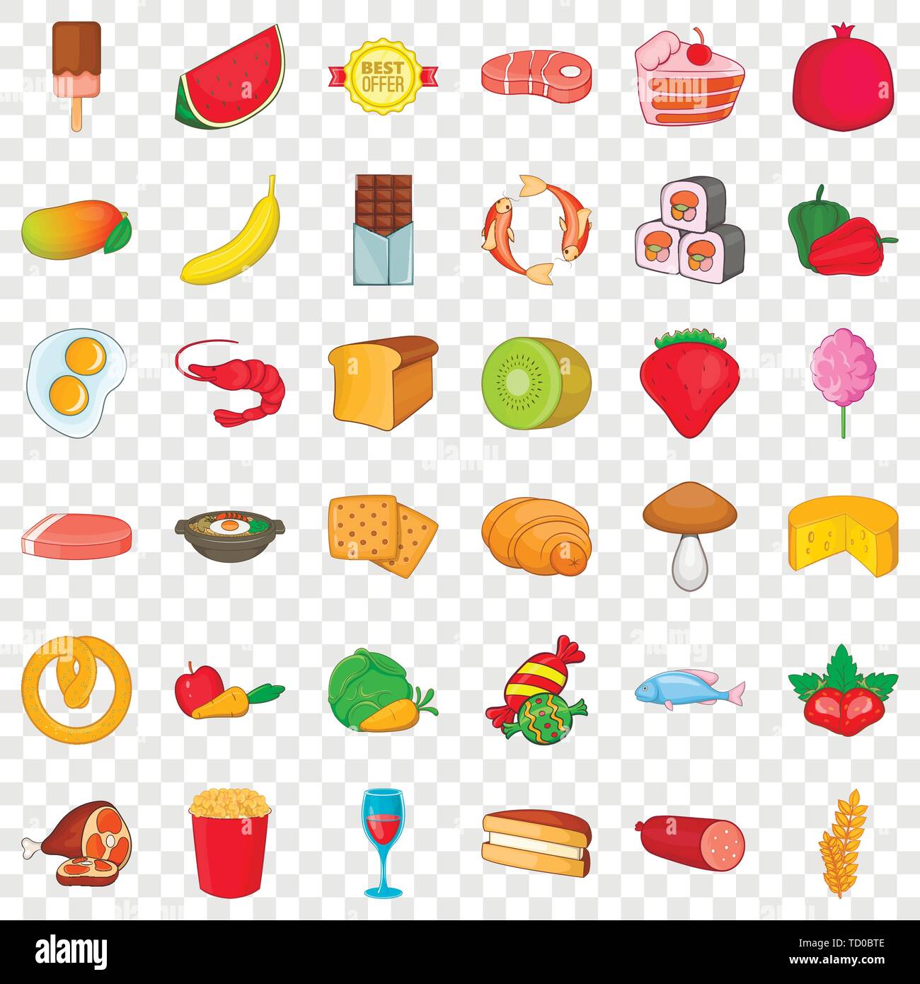 Fresh fruit icons set, cartoon style Stock Vector Image & Art - Alamy