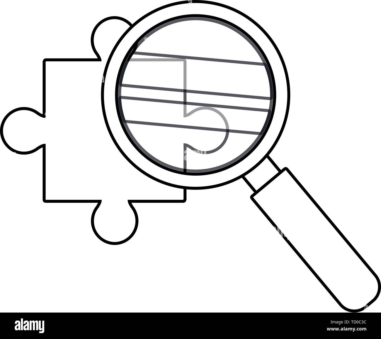 Lupe and puzzle design, Tool search magnifying glass zoom lens and