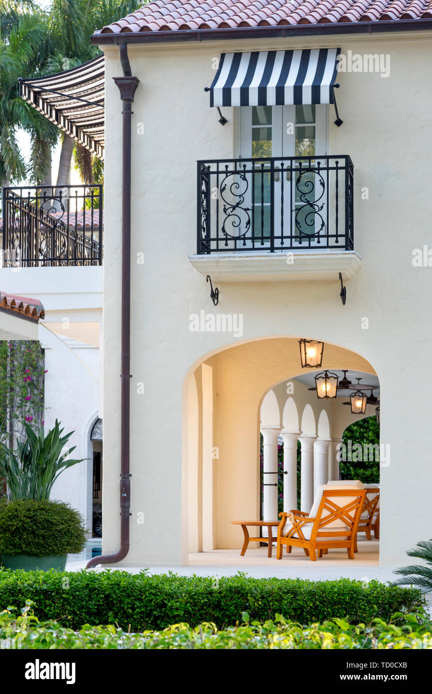 Veranda and outdoor living space on luxury home, Naples, Florida, USA Stock Photo