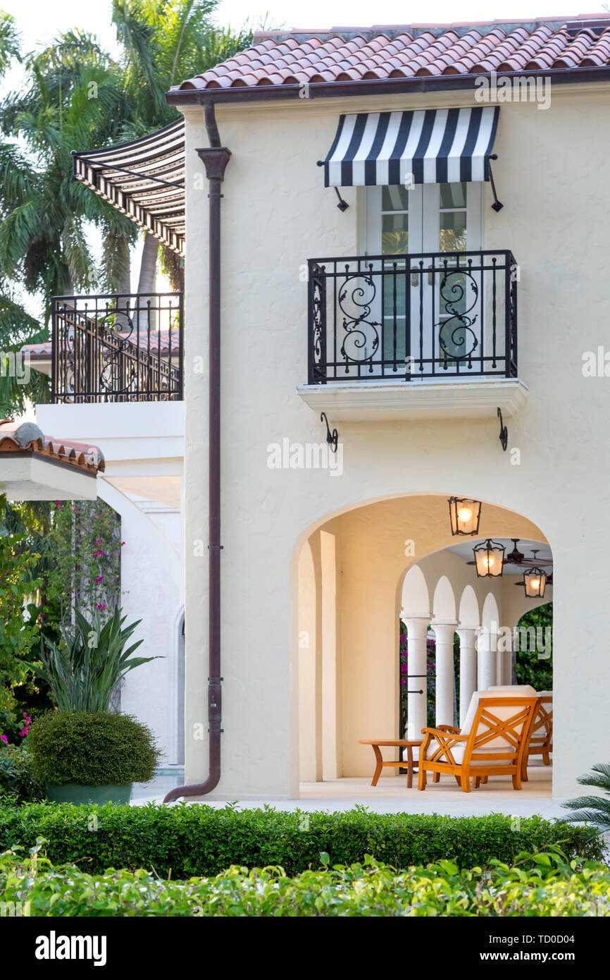 Veranda and outdoor living space on luxury home, Naples, Florida, USA Stock Photo